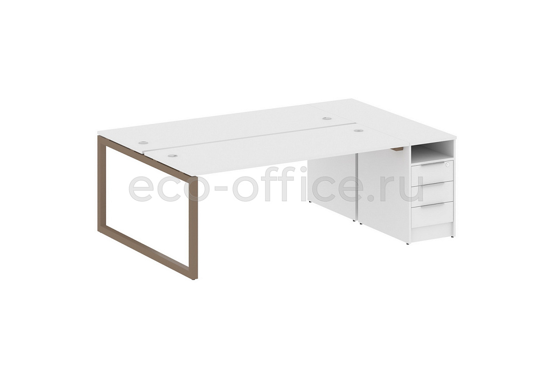 Рабочая станция с опорной тумбой METAL SYSTEM QUATTRO 5x5 50БО.РС-СТП-2.5 Белый / Мокко металл  стоимость