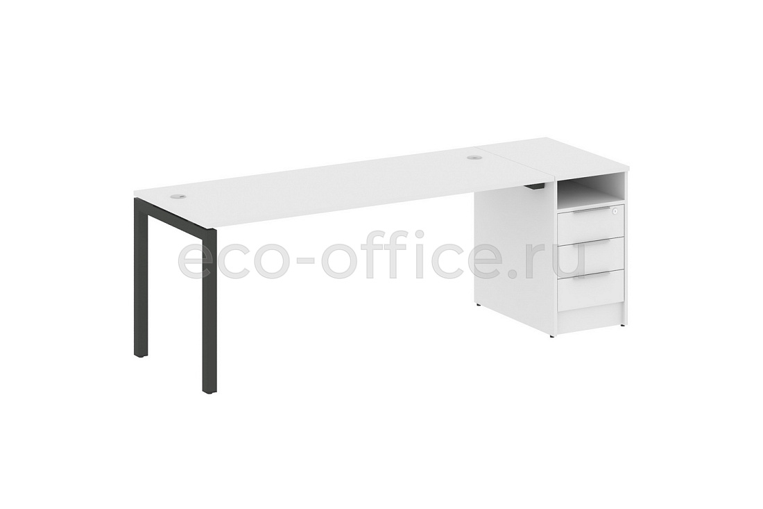 Рабочая станция с опорной тумбой METAL SYSTEM QUATTRO 5x5 50БП.РС-СТП-1.5 Белый / Антрацит металл купить в Москве