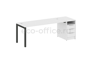 Рабочая станция с опорной тумбой METAL SYSTEM QUATTRO 5x5 50БП.РС-СТП-1.5 Белый / Антрацит металл фото
