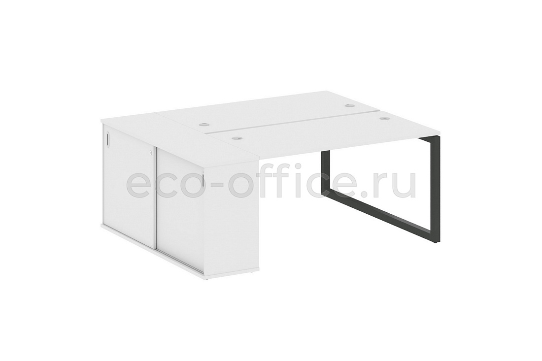 Рабочая станция с опорным шкафом-купе METAL SYSTEM QUATTRO 5x5 50БО.РС-СШК-1.3 Белый / Антрацит металл  стоимость