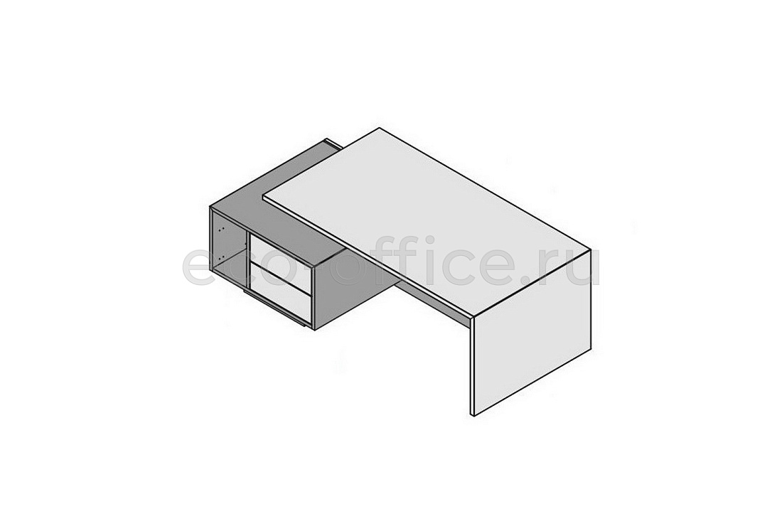 Стол левосторонний с тумбой и отсеком для процессора (шпон)  ELITE 174170 Canaletto Walnut / Black (Cod.51)  стоимость