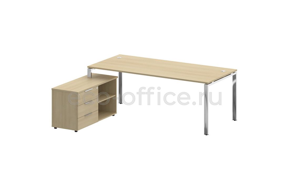 Стол руководителя с опорной тумбой METAL SYSTEM DIRECT БГ.СРТ-6.9 (L) Акация Лорка  стоимость
