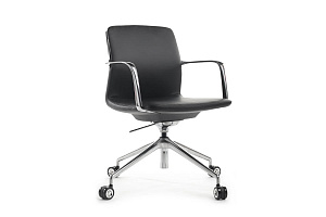 Конференц-кресло RV Design PLAZA-M FK004-B12 Чёрная кожа фото