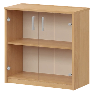 Стеллаж низкий с прозрачным стеклом Protech А-302/А-стл302пр Ольха фото