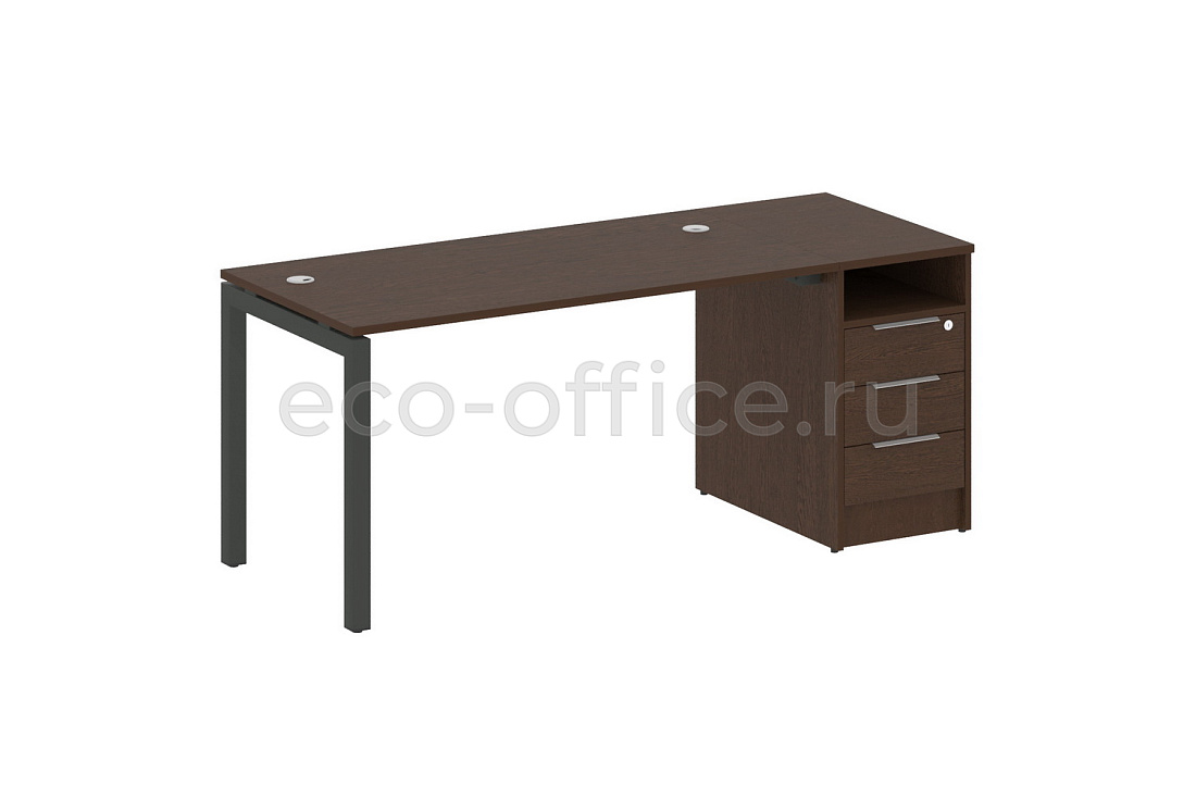 Рабочая станция с опорной тумбой METAL SYSTEM QUATTRO 5x5 50БП.РС-СТП-1.3 Венге Цаво / Антрацит металл  стоимость