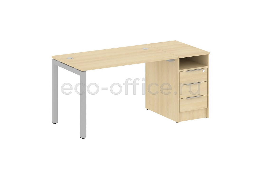Рабочая станция с опорной тумбой METAL SYSTEM QUATTRO 5x5 50БП.РС-СТП-1.2 Акация Лорка / Серый металл купить в Москве