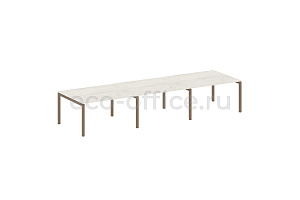 Стол переговорный (3 столешницы) METAL SYSTEM QUATTRO 5x5 50БП.ПРГ-3.3 Дуб Наварра / Мокко металл фото