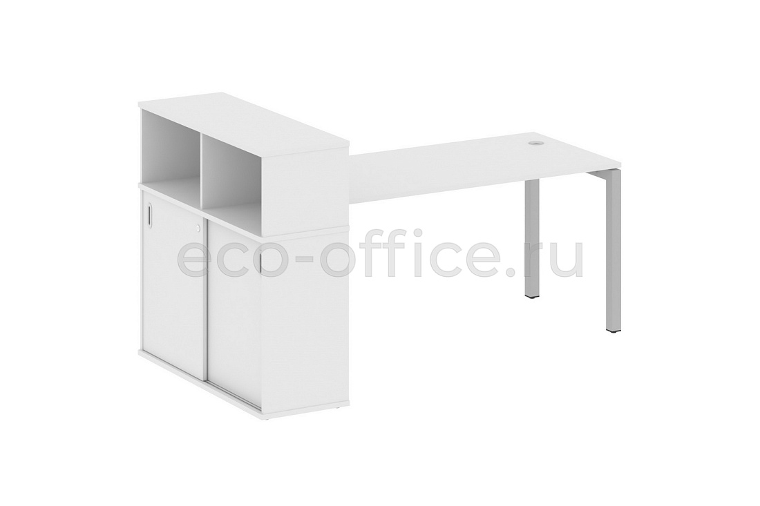 Стол письменный с опорным шкафом-купе METAL SYSTEM QUATTRO 5x5 50БП.РС-СШК-3.4 Белый / Серый металл купить в Москве