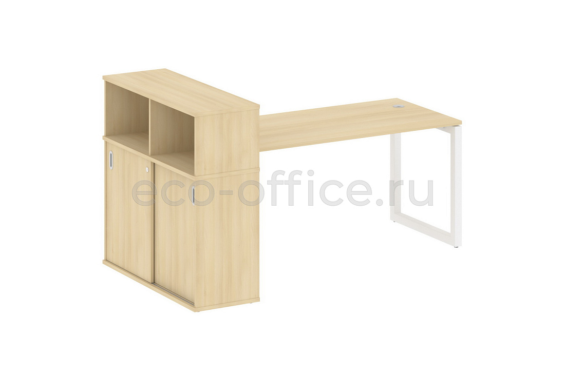 Стол письменный с опорным шкафом-купе METAL SYSTEM QUATTRO 5x5 50БО.РС-СШК-3.4 Акация Лорка / Белый металл  стоимость