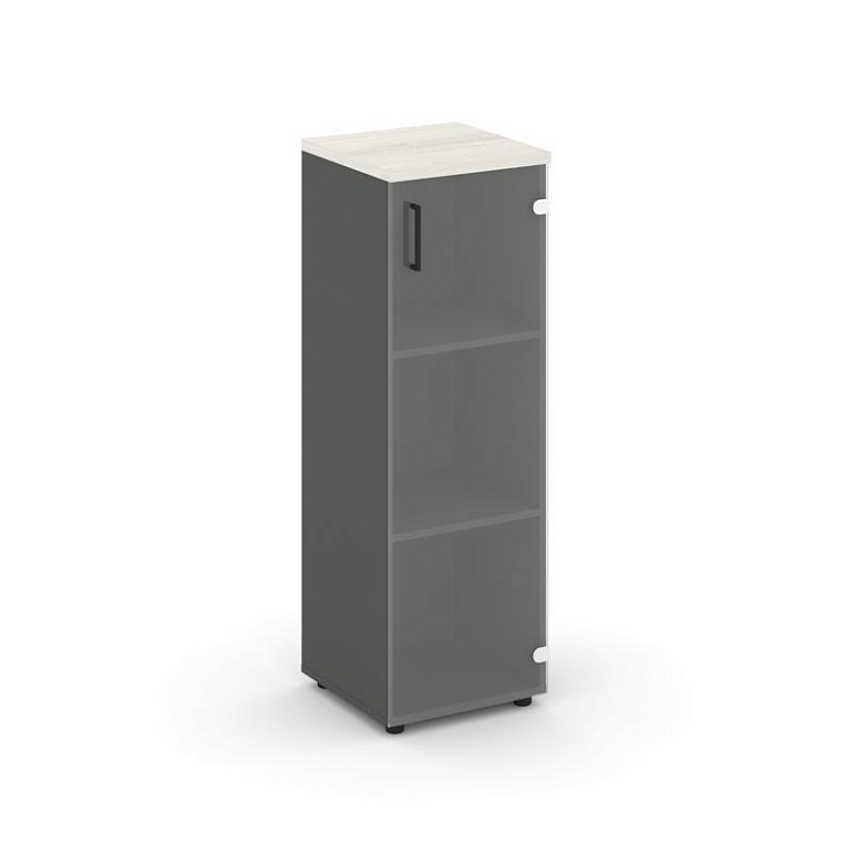 шкаф средний узкий style project sn.stu-205(r) антрацит/дуб наварра/прозрачный/черный ручки фото