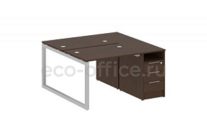 Рабочая станция с опорной тумбой METAL SYSTEM QUATTRO 5x5 50БО.РС-СТП-2.1 Венге Цаво / Серый металл фото