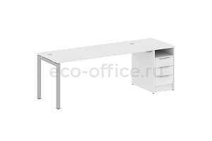 Рабочая станция с опорной тумбой METAL SYSTEM QUATTRO 5x5 50БП.РС-СТП-1.5 Белый / Серый металл фото
