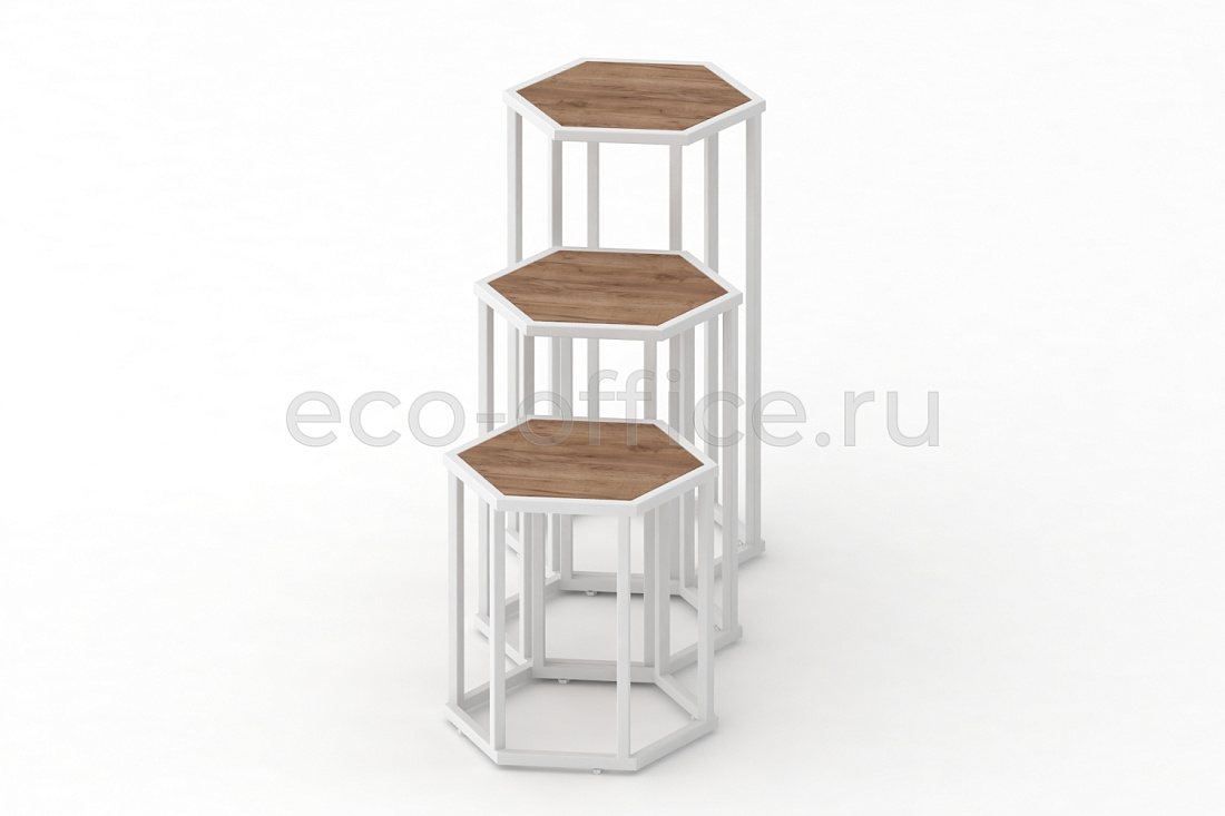 Стол журнальный HEX-600 Дуб Табак / Белый металл  стоимость