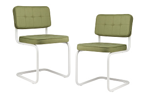 Комплект конференц-кресел ECO-CHAIR COLOMBO Comfort CLM-05 Оливковый велюр / Белый металл фото