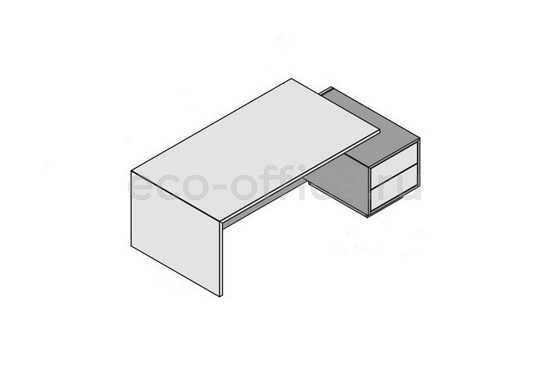 Стол правосторонний с тумбой (меламин) ELITE 174270 Light Poplar / Black  стоимость