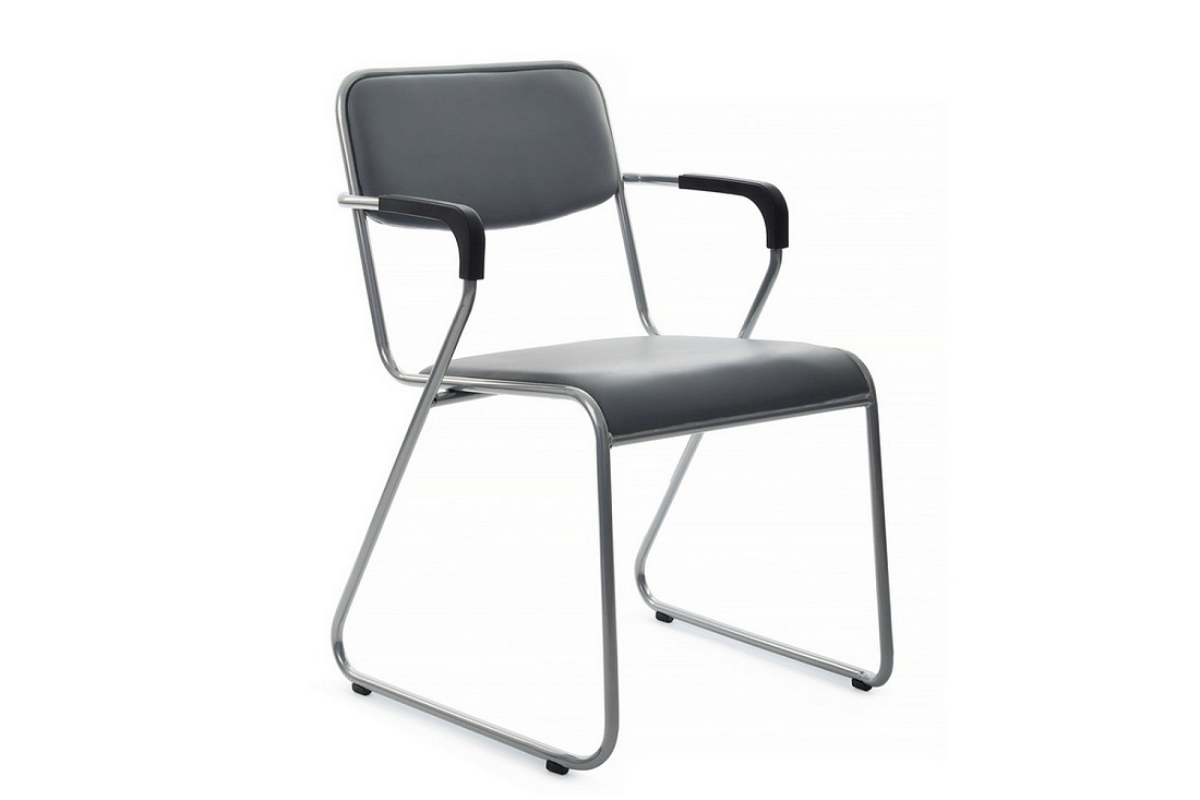 кресло rv chair nix plus omkl-03 серая экокожа / хром металл фото