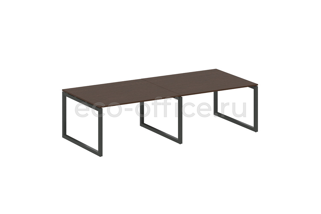 Стол переговорный (2 столешницы) METAL SYSTEM QUATTRO 5x5 50БО.ПРГ-2.3 Венге Цаво / Антрацит металл  стоимость