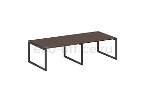 Стол переговорный (2 столешницы) METAL SYSTEM QUATTRO 5x5 50БО.ПРГ-2.3 Венге Цаво / Антрацит металл фото