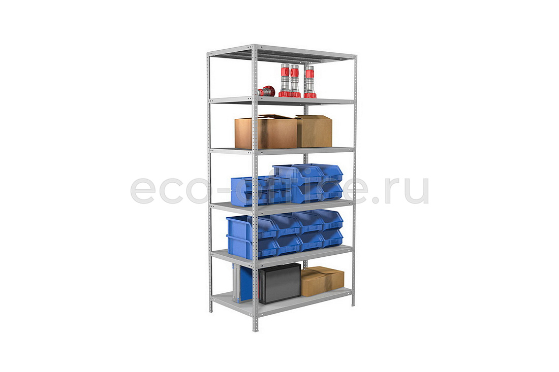 Стеллаж металлический (6 полок) MS STANDART 200/100X60/6 Серый RAL 7038  стоимость