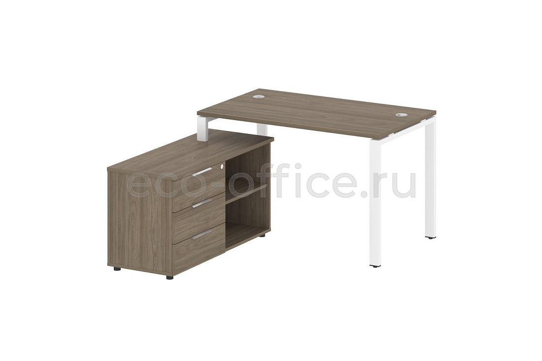 Рабочая станция с опорной тумбой METAL SYSTEM STYLE БП.РС-СТС-2.2 (L) Вяз Благородный / Белый металл  стоимость