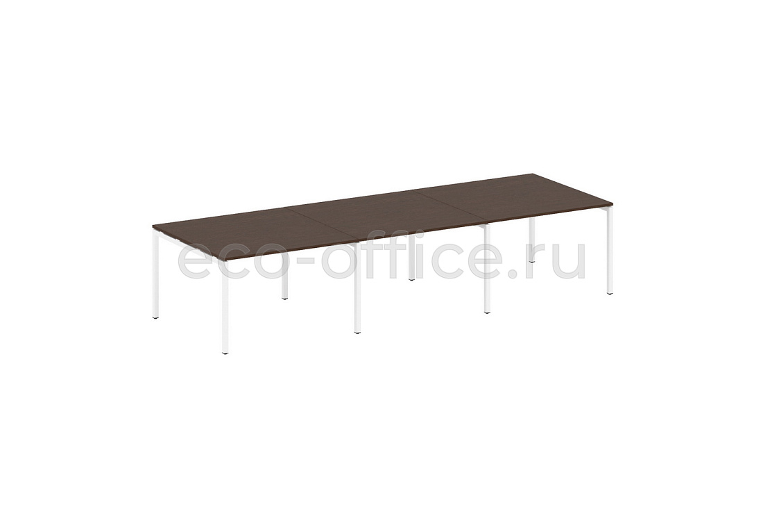 Стол переговорный (3 столешницы) METAL SYSTEM QUATTRO 4x4 40БП.ПРГ-3.2 Венге Цаво / Белый металл  стоимость