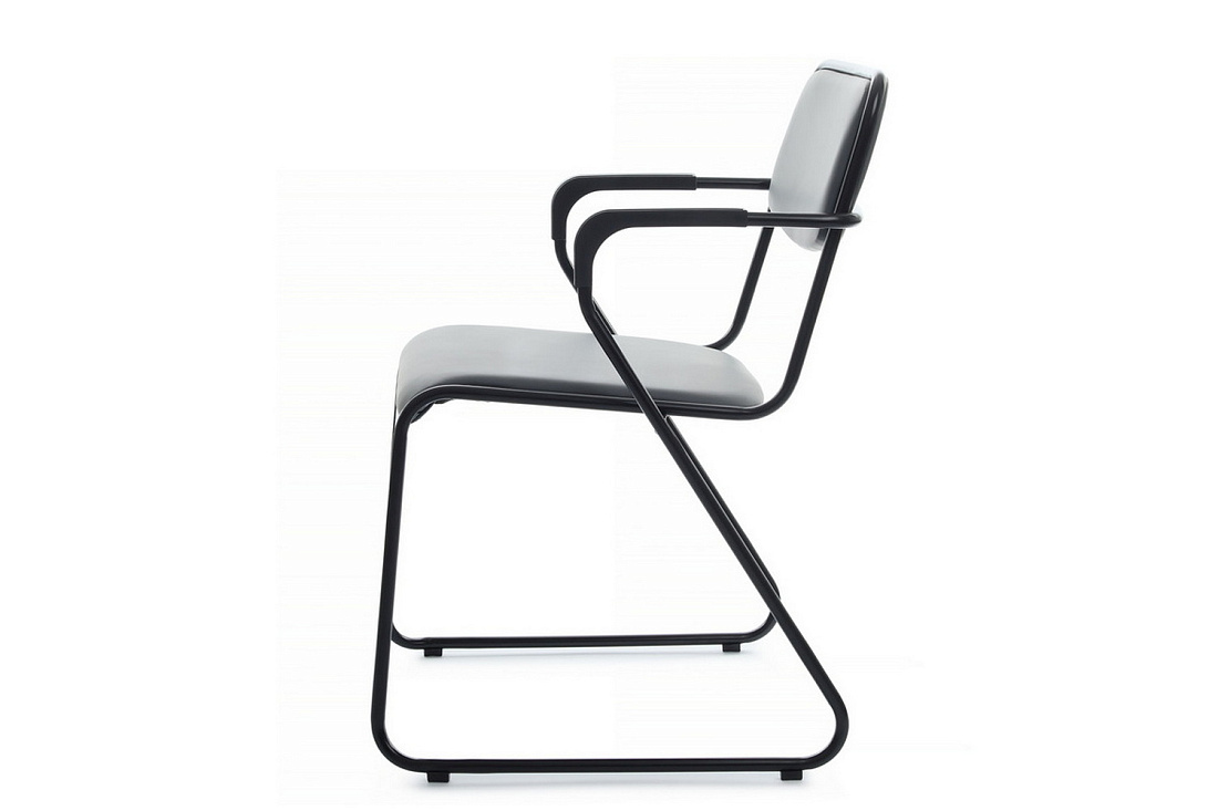 кресло rv chair nix plus omkl-03b серая экокожа / чёрный металл фото