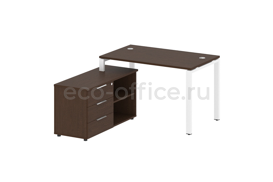 Рабочая станция с опорной тумбой METAL SYSTEM STYLE БП.РС-СТС-2.2 (L) Венге Цаво / Белый металл  стоимость