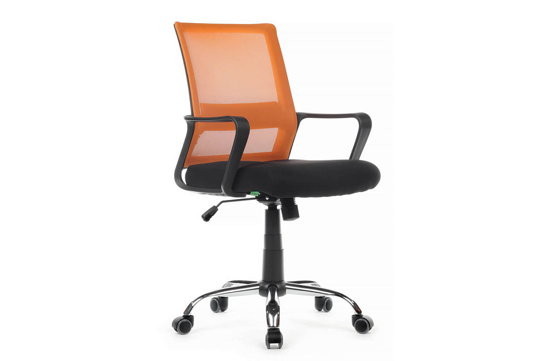 кресло rv chair mint 1029mb оранжевая сетка / чёрная ткань фото