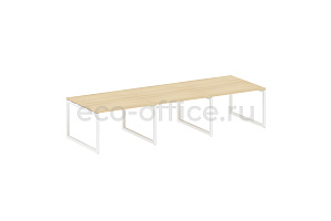 Стол переговорный (3 столешницы) METAL SYSTEM QUATTRO 5x5 50БО.ПРГ-3.2 Акация Лорка / Белый металл фото