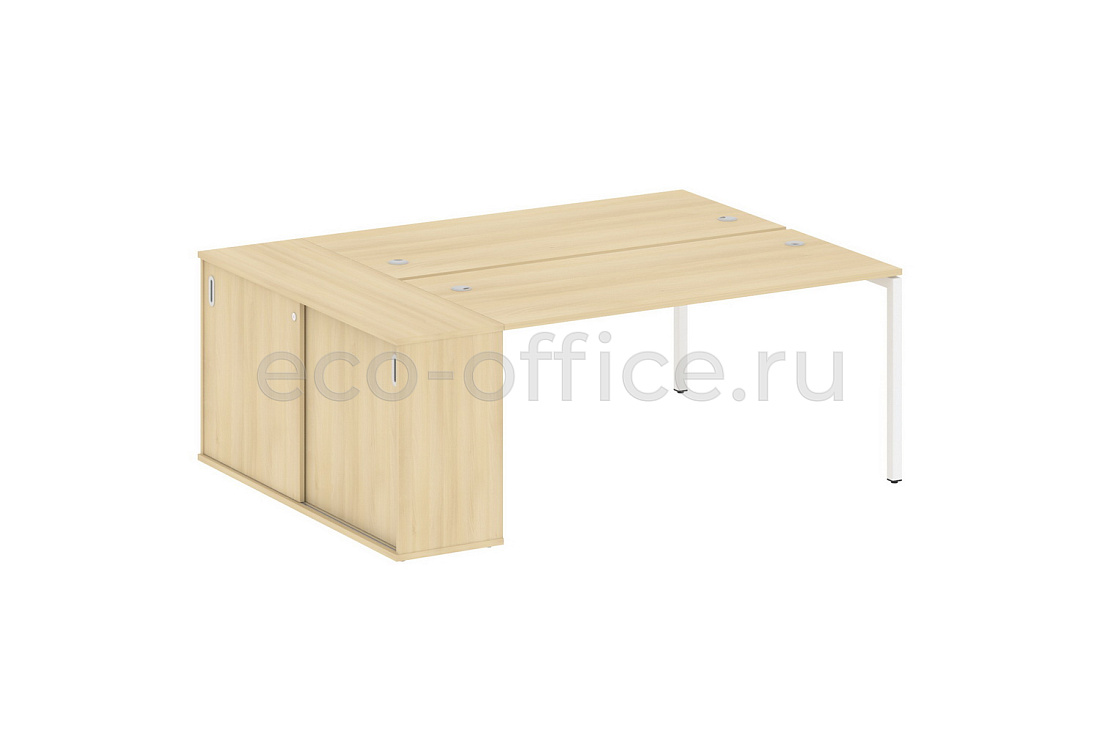 Рабочая станция с опорным шкафом-купе METAL SYSTEM QUATTRO 4x4 40БП.РС-СШК-1.4 Акация Лорка / Белый металл  стоимость