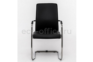 Конференц-кресло Profoffice WELL SEAT на полозьях Чёрная экокожа фото