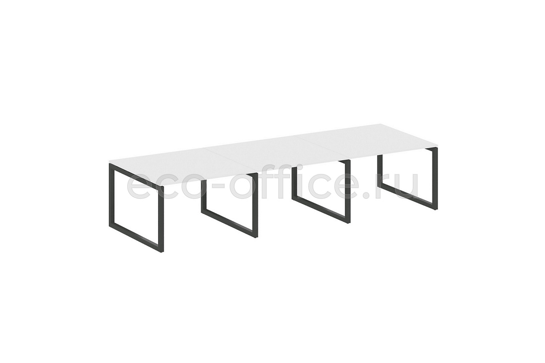 Стол переговорный (3 столешницы) METAL SYSTEM QUATTRO 5x5 50БО.ПРГ-3.2 Белый / Антрацит металл  стоимость