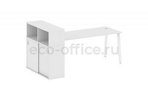 Рабочая станция с опорным шкафом-купе METAL SYSTEM STYLE БА.РС-СШК-3.5 Белый / Белый металл фото