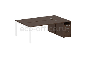 Рабочая станция с опорной тумбой METAL SYSTEM QUATTRO 5x5 50БП.РС-СТП-2.5 Венге Цаво / Белый металл фото