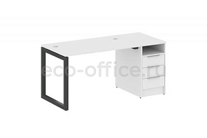 Рабочая станция с опорной тумбой METAL SYSTEM QUATTRO 5x5 50БО.РС-СТП-1.2 Белый / Антрацит металл фото