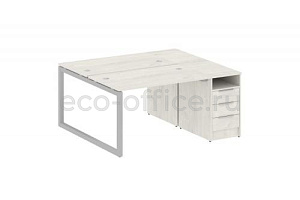 Рабочая станция с опорной тумбой METAL SYSTEM QUATTRO 5x5 50БО.РС-СТП-2.2 Дуб Наварра / Серый металл фото