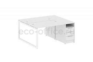Рабочая станция с опорной тумбой METAL SYSTEM QUATTRO 5x5 50БО.РС-СТП-2.2 Белый / Белый металл фото