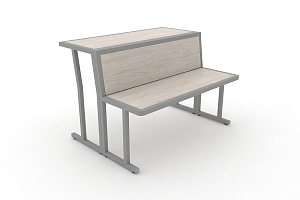Комплект скамья со столом DESK DKN-1100LS Денвер Светлый / Серый металл фото