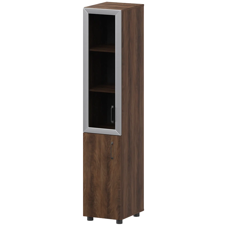 стеллаж комбинированный узкий с стеклянным фасадом в алюминиевой раме левый protech к-932,к-936,к-939,кф-936,кф-939 лагос фото