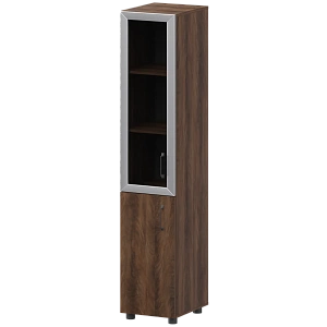 Стеллаж комбинированный узкий с стеклянным фасадом в алюминиевой раме левый Protech К-932,К-936,К-939,КФ-936,КФ-939 Лагос фото