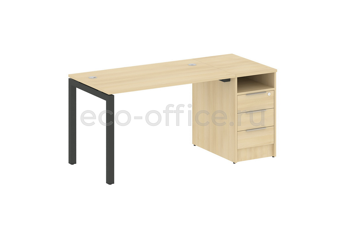 Рабочая станция с опорной тумбой METAL SYSTEM QUATTRO 5x5 50БП.РС-СТП-1.2 Акация Лорка / Антрацит металл купить в Москве