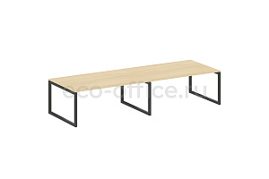 Стол переговорный (2 столешницы) METAL SYSTEM QUATTRO 5x5 50БО.ПРГ-2.5 Акация Лорка / Антрацит металл фото