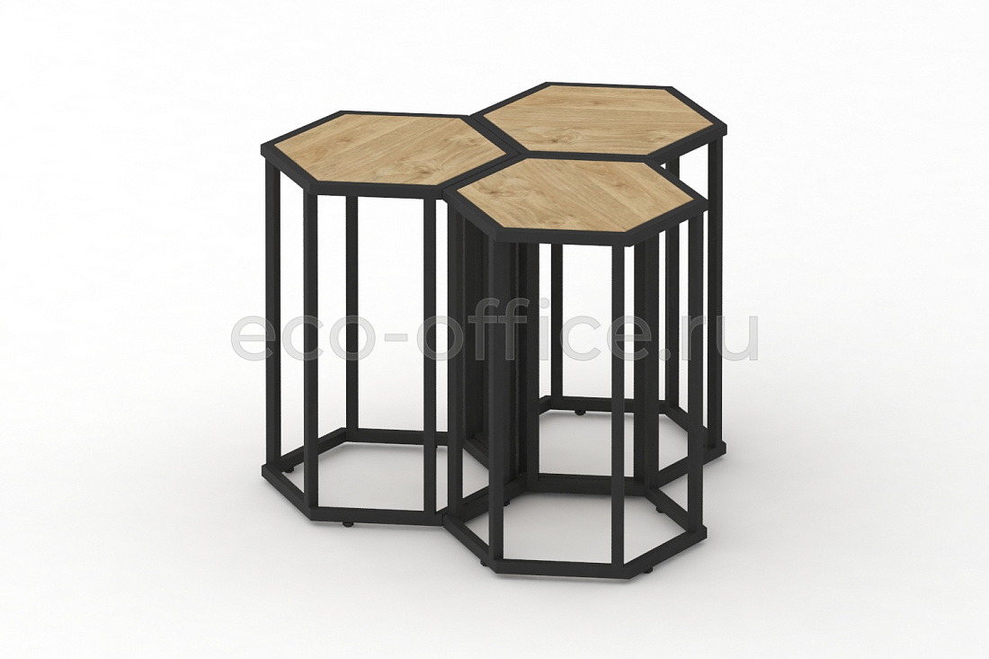 Стол журнальный HEX-600 Тиквуд Светлый / Чёрный металл  стоимость