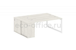 Рабочая станция с опорным шкафом-купе METAL SYSTEM QUATTRO 5x5 50БО.РС-СШК-1.4 Дуб Наварра / Белый металл фото