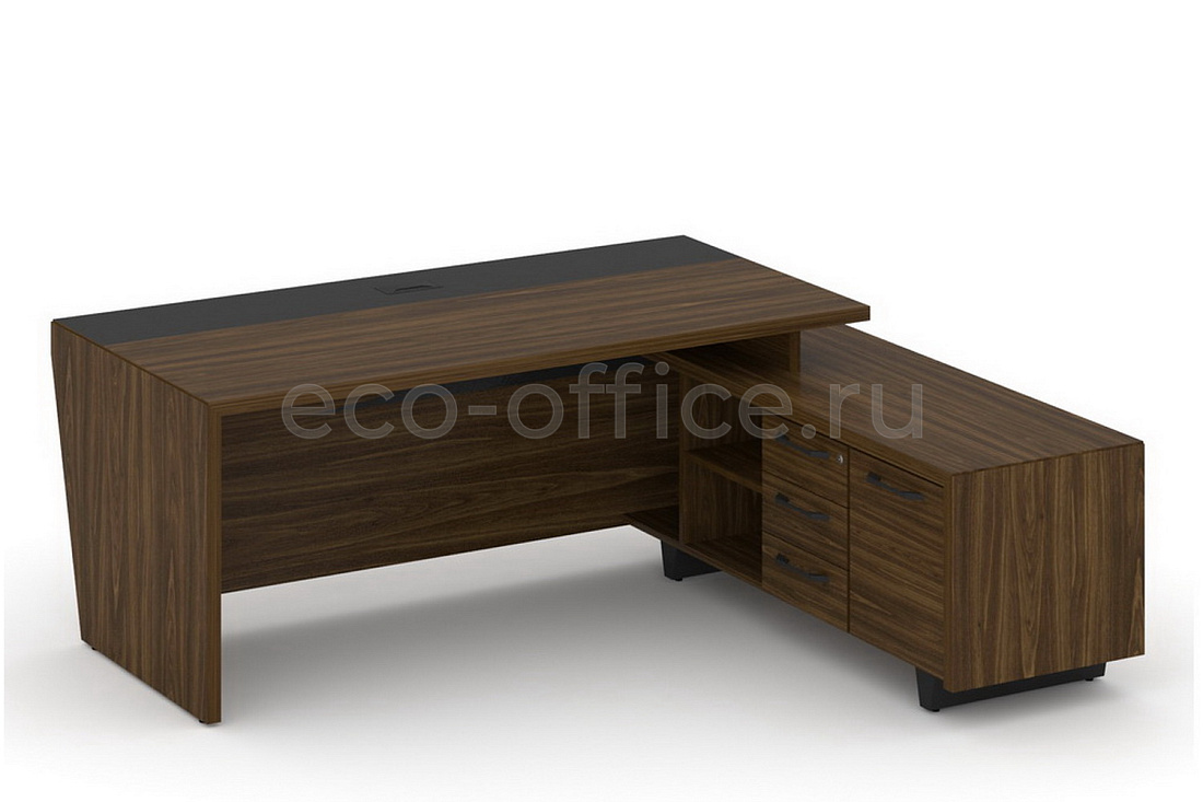 Стол руководителя с опорной тумбой CORNER COR.SRT-20(R) Орех Лоренцо  стоимость