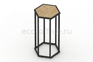 Стол журнальный HEX-800 Тиквуд Светлый / Чёрный металл фото