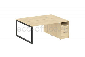 Рабочая станция с опорной тумбой METAL SYSTEM QUATTRO 5x5 50БО.РС-СТП-2.3 Акация Лорка / Антрацит металл фото