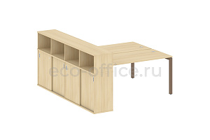 Рабочая станция с опорным шкафом-купе METAL SYSTEM QUATTRO 5x5 50БП.РС-СШК-4.4 Акация Лорка / Мокко металл фото