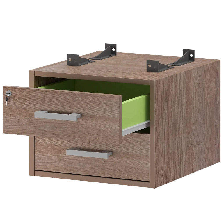 тумба подвесная для столов на м/каркасе гл.600 мм protech амт2-02ц.60 темный шимо фото