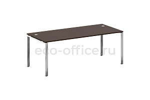 Стол рабочий руководителя METAL SYSTEM DIRECT БП.СРР-6.9 Венге Цаво / Нержавеющая сталь фото